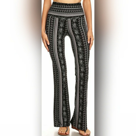 Butter Soft Vertical Paisley High Waist Bell Pants - Picture 2 of 5